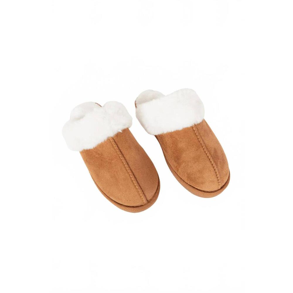 NEW KATYDID women's faux fur slippers in chestnut